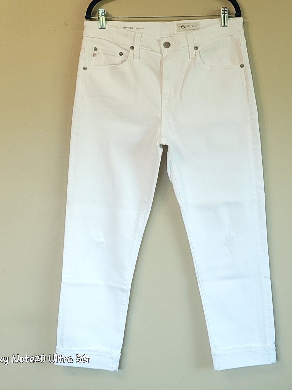 AG Adriano Goldschmied Ex-Boyfriend Slim Fit Cropped Jeans White 29R NWOT